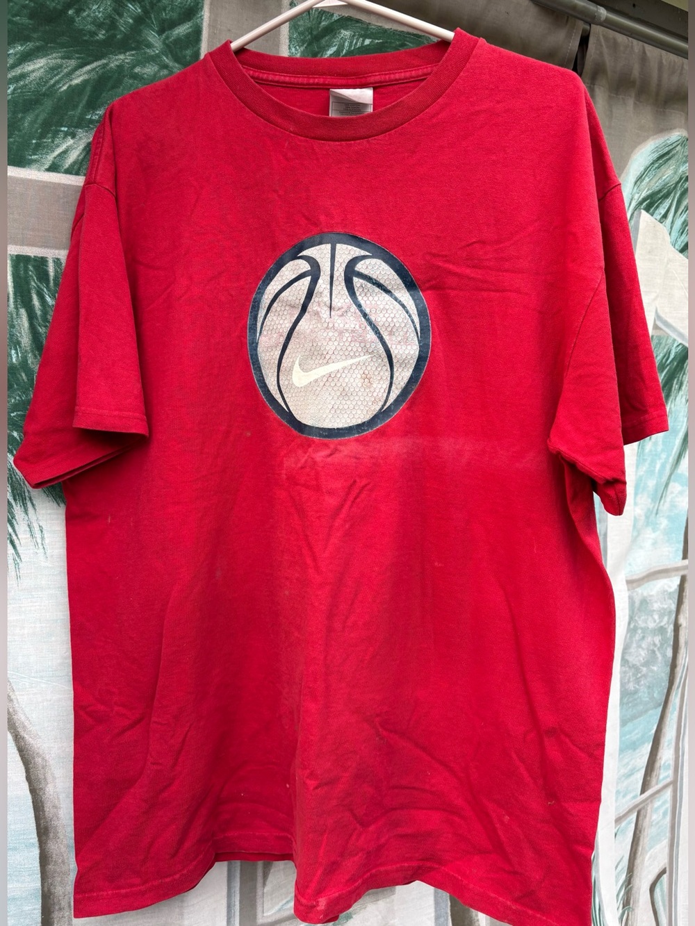 Vintage white tag Nike Red Short Sleeve Tee with Basketball Logo